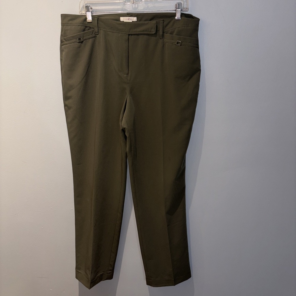 Roz & Ali Women's Sz 14 Pants Olive Green Stretch Career Workwear Casual